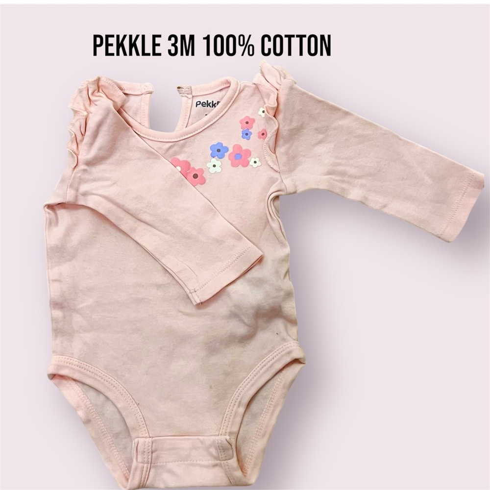 Pink Bodysuit with Snap Closure and Round Collar